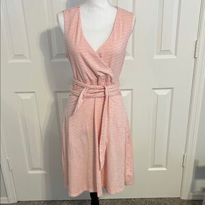 Toad&Co Pink Striped Wrap Midi Dress